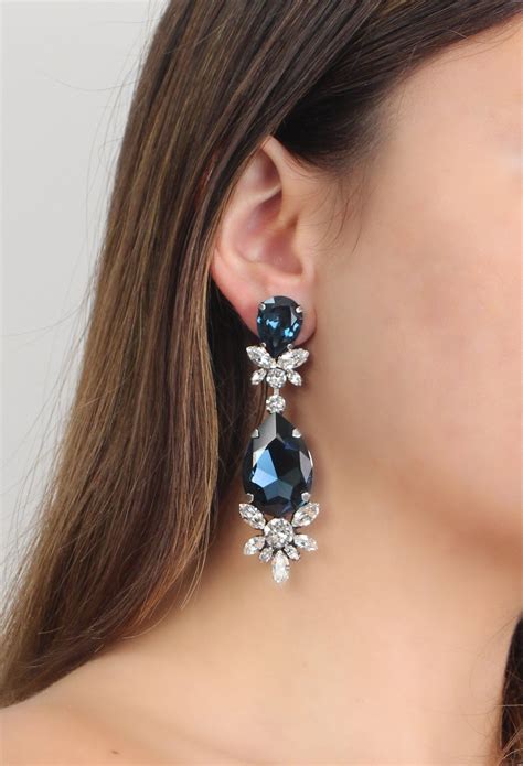 navy blue drop earrings